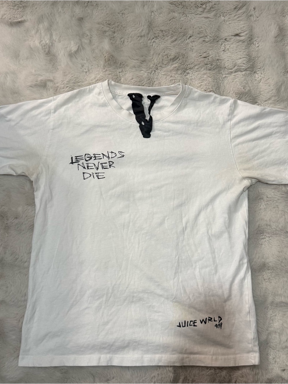 VLONE White Short Sleeve Tee with Black 'V' Neck Detail
